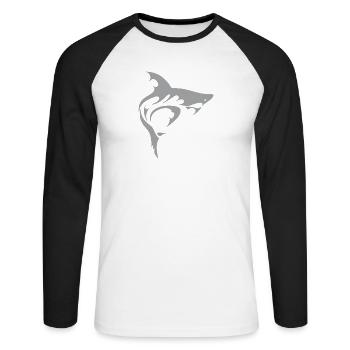Requin - T-shirt baseball manches longues Homme - blanc/noir - Devant - Nik (191cm)