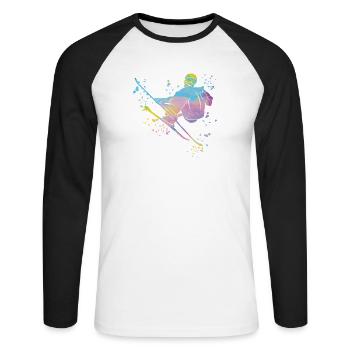 Alpine skiing Winter sports Nordic skiing - Unisex Long Sleeve Baseball T-Shirt - white/black - Front - Nik (191cm)