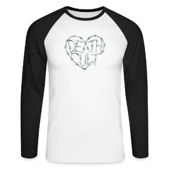 Death Cut Heart of Barbed Wire Dark Gothic Love - T-shirt baseball manches longues Homme - blanc/noir - Devant - Nik (191cm)