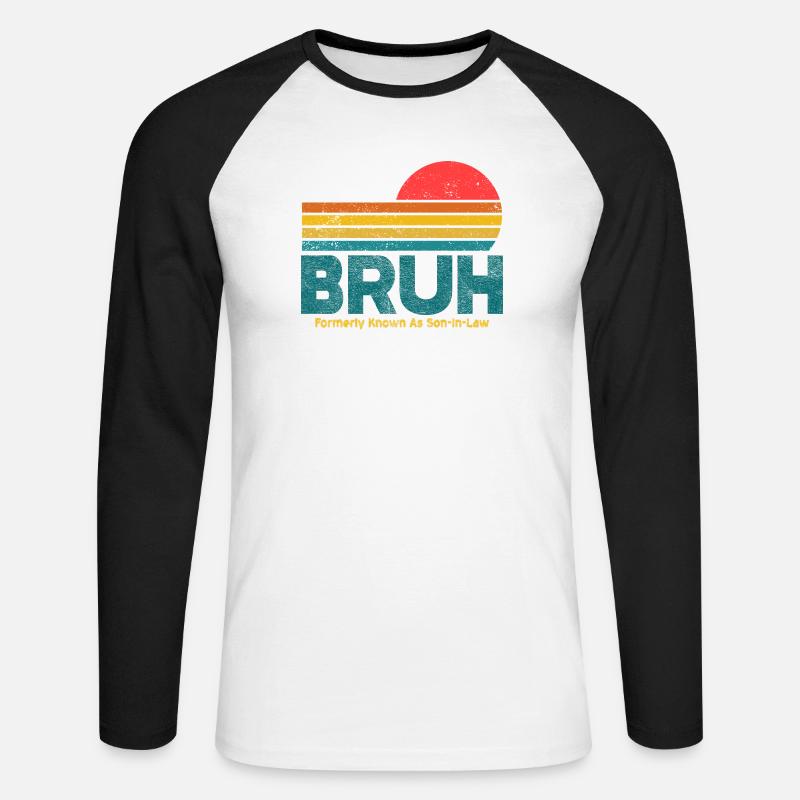 Bruh Sunset Retro-Meme-Design - Unisex Baseballshirt langarm - Weiß/Schwarz