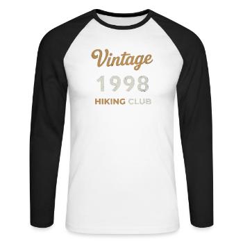 Millésime 1998 – Année de naissance rétro du Yachting Club - T-shirt baseball manches longues Homme - blanc/noir - Devant - Nik (191cm)