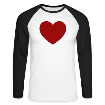 Valentine's Day Heart Red Gift Valentine's Day - Unisex Long Sleeve Baseball T-Shirt - white/black - Front - Nik (191cm)