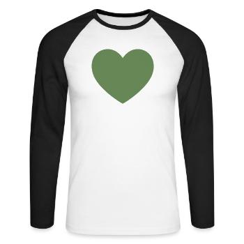 grünes Herz grün Geschenk Valentinstag - Unisex Baseballshirt langarm - Weiß/Schwarz - Vorne - Nik (191cm)