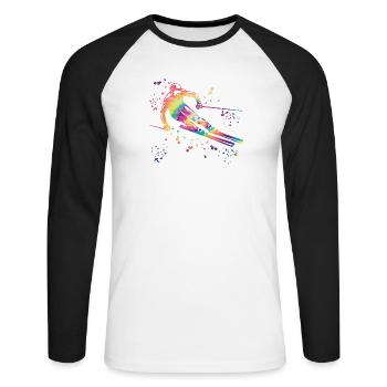 Alpine skiing Winter sports Nordic skiing - Unisex Long Sleeve Baseball T-Shirt - white/black - Front - Nik (191cm)