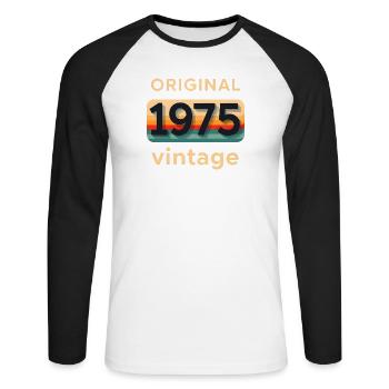 Original 1975 - Unisex Baseballshirt langarm - Weiß/Schwarz - Vorne - Nik (191cm)