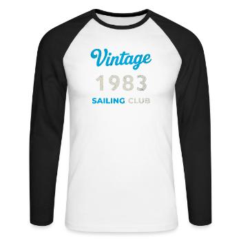 Vintage 1983 – Sailing Club Retro Birth Year - Unisex Long Sleeve Baseball T-Shirt - white/black - Front - Nik (191cm)