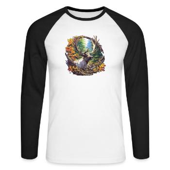 Renne Renne - T-shirt baseball manches longues Homme - blanc/noir - Devant - Nik (191cm)