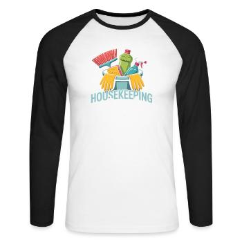 Funny Cleaning Design - Unisex Long Sleeve Baseball T-Shirt - white/black - Front - Nik (191cm)