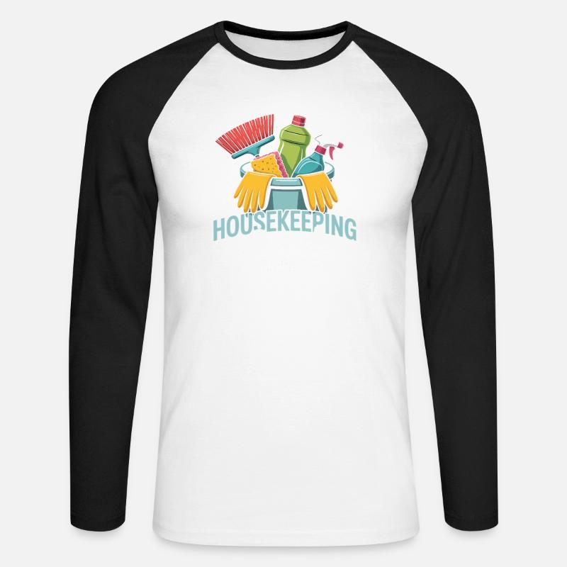 Lustiges Putzen Design - Unisex Baseballshirt langarm - Weiß/Schwarz
