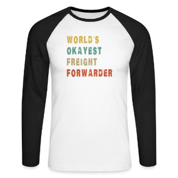 Le transitaire le plus correct du monde - Drôle de logistique - T-shirt baseball manches longues Homme - blanc/noir - Devant - Nik (191cm)