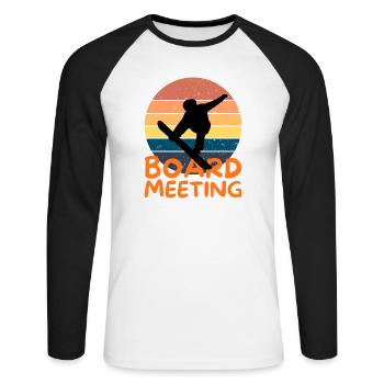 Snowboarding Board Meeting - Unisex Long Sleeve Baseball T-Shirt - white/black - Front - Nik (191cm)