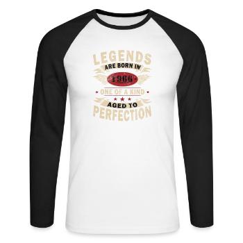 Cadeau vintage 1966 60e anniversaire 60 ans - T-shirt baseball manches longues Homme - blanc/noir - Devant - Nik (191cm)