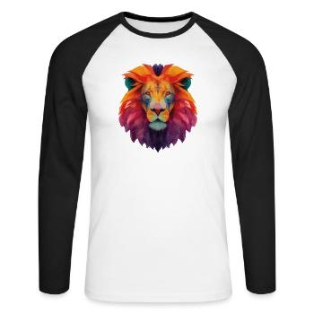 Lion - T-shirt baseball manches longues Homme - blanc/noir - Devant - Nik (191cm)