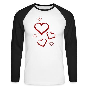 Valentinstag, Valentinstag, Valentinstag - Unisex Baseballshirt langarm - Weiß/Schwarz - Vorne - Nik (191cm)