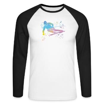Alpine skiing Winter sports Nordic skiing - Unisex Long Sleeve Baseball T-Shirt - white/black - Front - Nik (191cm)