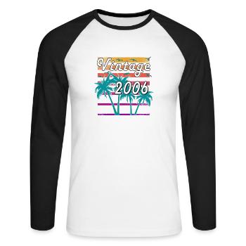 2006 Vintage 20th Birthday Retro Gift - Unisex Long Sleeve Baseball T-Shirt - white/black - Front - Nik (191cm)