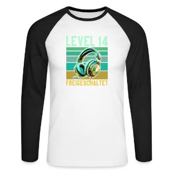 10. Geburtstag Junge Mädchen Teenager Level 10 - Unisex Baseballshirt langarm - Weiß/Schwarz - Vorne - Nik (191cm)