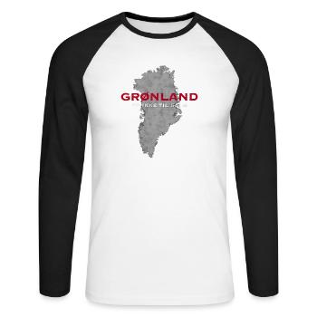 Le Groenland n’est pas à vendre, Danois - T-shirt baseball manches longues Homme - blanc/noir - Devant - Nik (191cm)