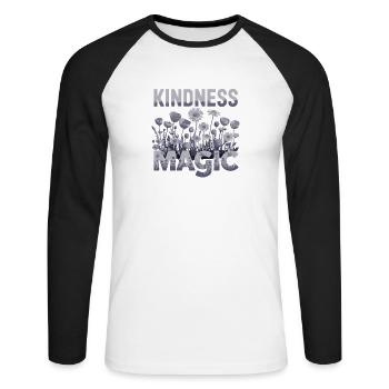 Kindness Magic Flower Meadow Friendliness - Unisex Long Sleeve Baseball T-Shirt - white/black - Front - Nik (191cm)