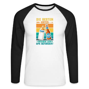 The best fathers are promoted to grandpa - Unisex Long Sleeve Baseball T-Shirt - white/black - Front - Nik (191cm)