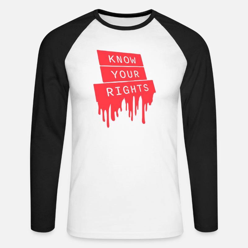 Conosci i tuoi diritti Attivismo Giustizia Libertà - Maglia da baseball a manica lunga da uomo - bianco/nero