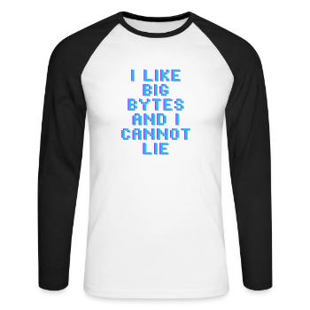I like big bytes - Unisex Long Sleeve Baseball T-Shirt - white/black - Front - Nik (191cm)