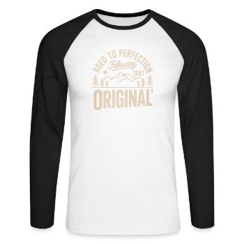 février 1981 – Légende des sommets et montagnes - T-shirt baseball manches longues Homme - blanc/noir - Devant - Nik (191cm)