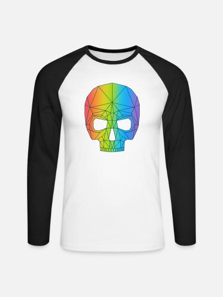 Schädel in Farbe - Unisex Baseballshirt langarm - Weiß/Schwarz