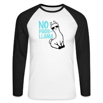 No Prob Lama Cool Sunglasses Sitting Problama - Unisex Long Sleeve Baseball T-Shirt - white/black - Front - Nik (191cm)