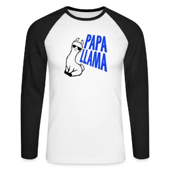 Dad Llama Cool Sunglasses Sitting Funny Animal - Unisex Long Sleeve Baseball T-Shirt - white/black - Front - Nik (191cm)