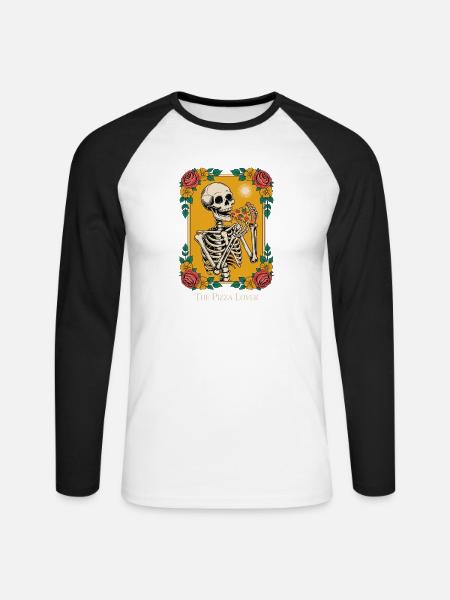 Die Tarotkarte des Pizzaliebhabers - Unisex Baseballshirt langarm - Weiß/Schwarz