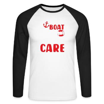 Boat Hair Don't Care - Unisex Long Sleeve Baseball T-Shirt - white/black - Front - Nik (191cm)