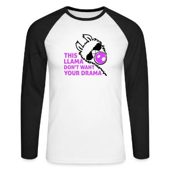 Ce lama ne veut pas de ta bulle dramatique - T-shirt baseball manches longues Homme - blanc/noir - Devant - Nik (191cm)