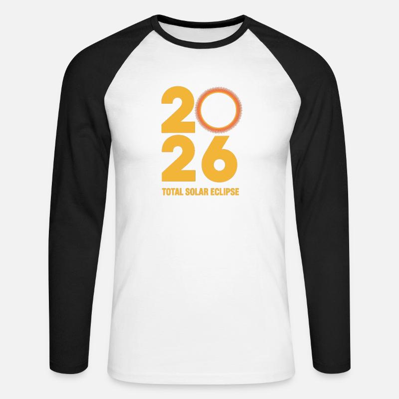 2026 Total Solar Eclipse Path Retro - Unisex Baseballshirt langarm - Weiß/Schwarz