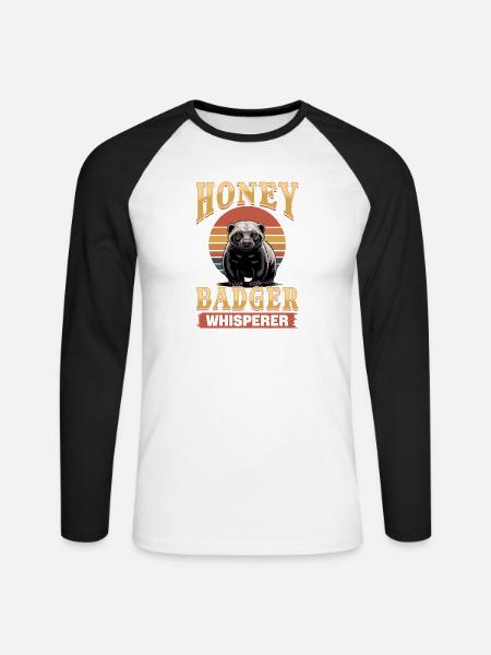 Funny Honey Badger - Unisex Baseballshirt langarm - Weiß/Schwarz