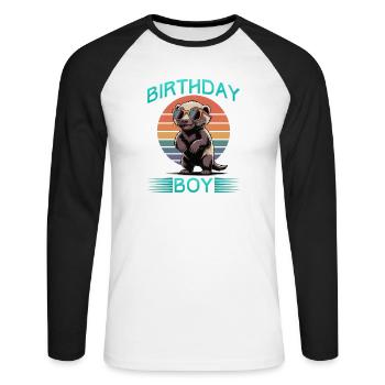 Funny Honey Badger - Unisex Baseballshirt langarm - Weiß/Schwarz - Vorne - Nik (191cm)
