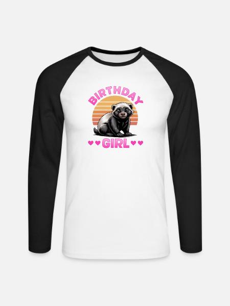 Funny Honey Badger - Unisex Baseballshirt langarm - Weiß/Schwarz