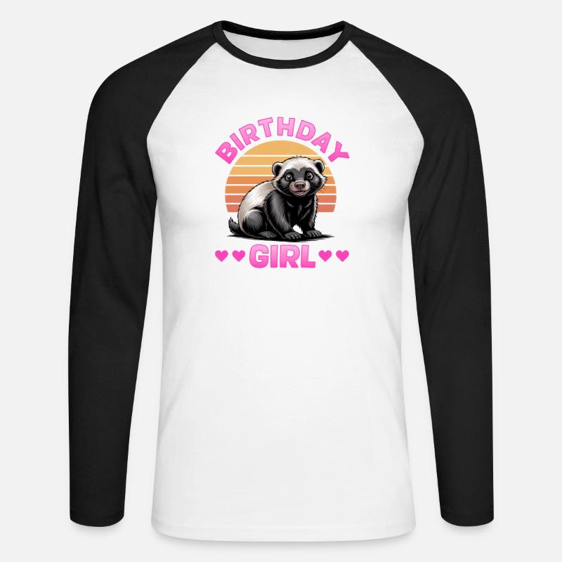 Funny Honey Badger - Unisex Baseballshirt langarm - Weiß/Schwarz