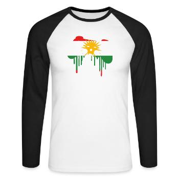 Kurdisch gaming flag - Unisex Baseballshirt langarm - Weiß/Schwarz - Vorne - Nik (191cm)