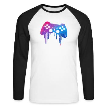 Gaming Splash - Unisex Long Sleeve Baseball T-Shirt - white/black - Front - Nik (191cm)