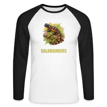 Fire Salamander Salamander - Unisex Long Sleeve Baseball T-Shirt - white/black - Front - Nik (191cm)