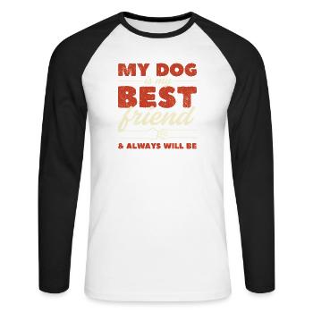 Mon chien est mon meilleur ami - T-shirt baseball manches longues Homme - blanc/noir - Devant - Nik (191cm)