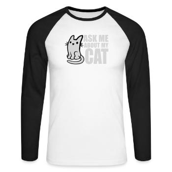 Demandez-moi pour mon chat Chat Amour des animaux Animaux - T-shirt baseball manches longues Homme - blanc/noir - Devant - Nik (191cm)