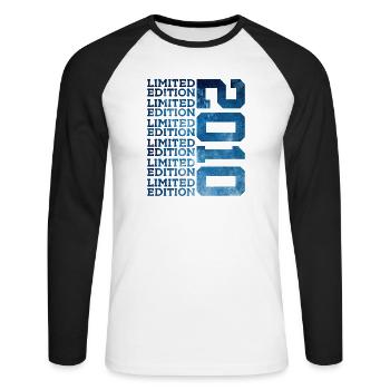 LIMITED EDITION 2010 16 JAHRE 16. GEBURTSTAG - Unisex Baseballshirt langarm - Weiß/Schwarz - Vorne - Nik (191cm)