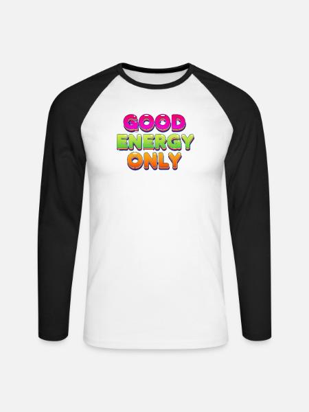 Good Energy Buntes Retro Statement Design - Unisex Baseballshirt langarm - Weiß/Schwarz