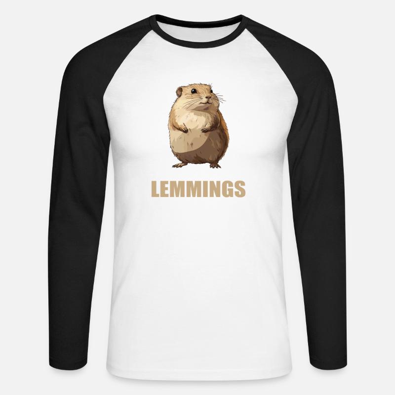Lemminge Lemming - Unisex Baseballshirt langarm - Weiß/Schwarz
