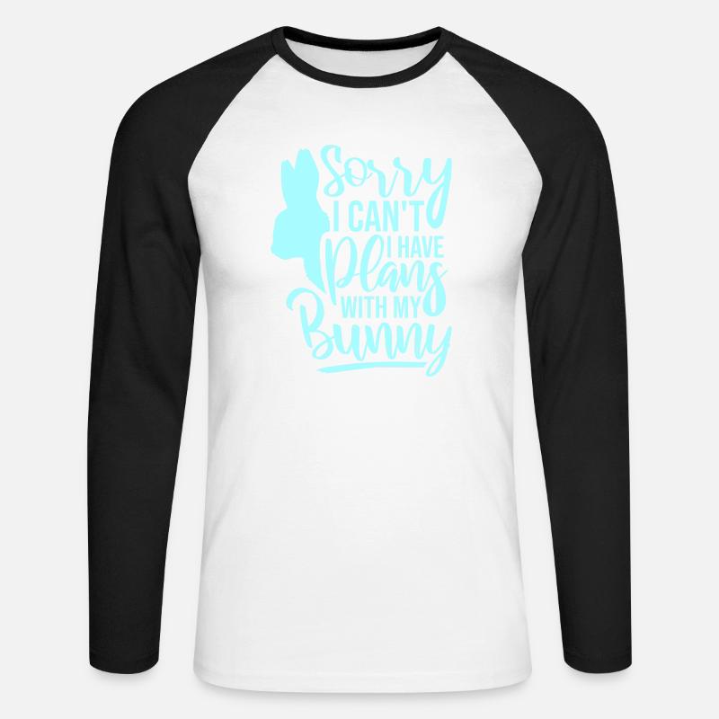 Scusa, non posso, ho dei programmi con il mio logo Bunny Hase - Maglia da baseball a manica lunga da uomo - bianco/nero