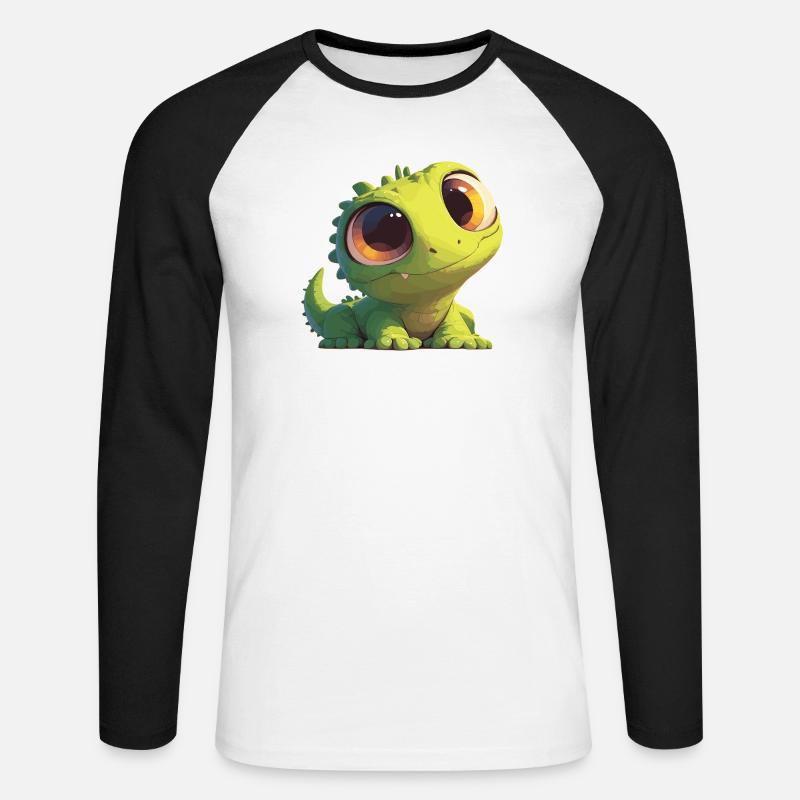 Eidechsen Eidechse - Unisex Baseballshirt langarm - Weiß/Schwarz