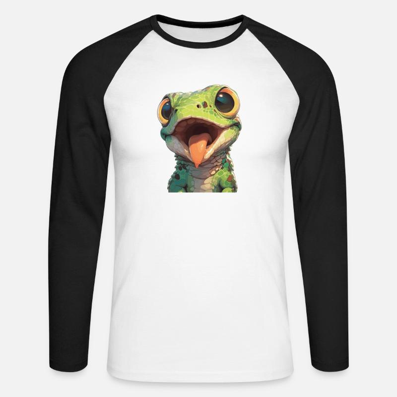 Eidechsen Eidechse - Unisex Baseballshirt langarm - Weiß/Schwarz