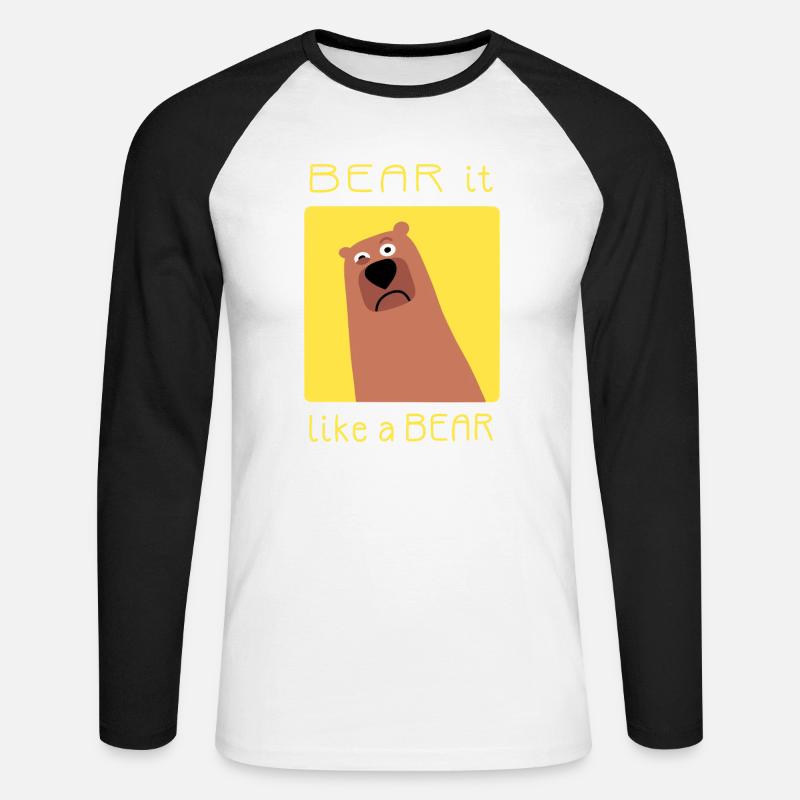 BEAR it like a BEAR - Unisex Baseballshirt langarm - Weiß/Schwarz